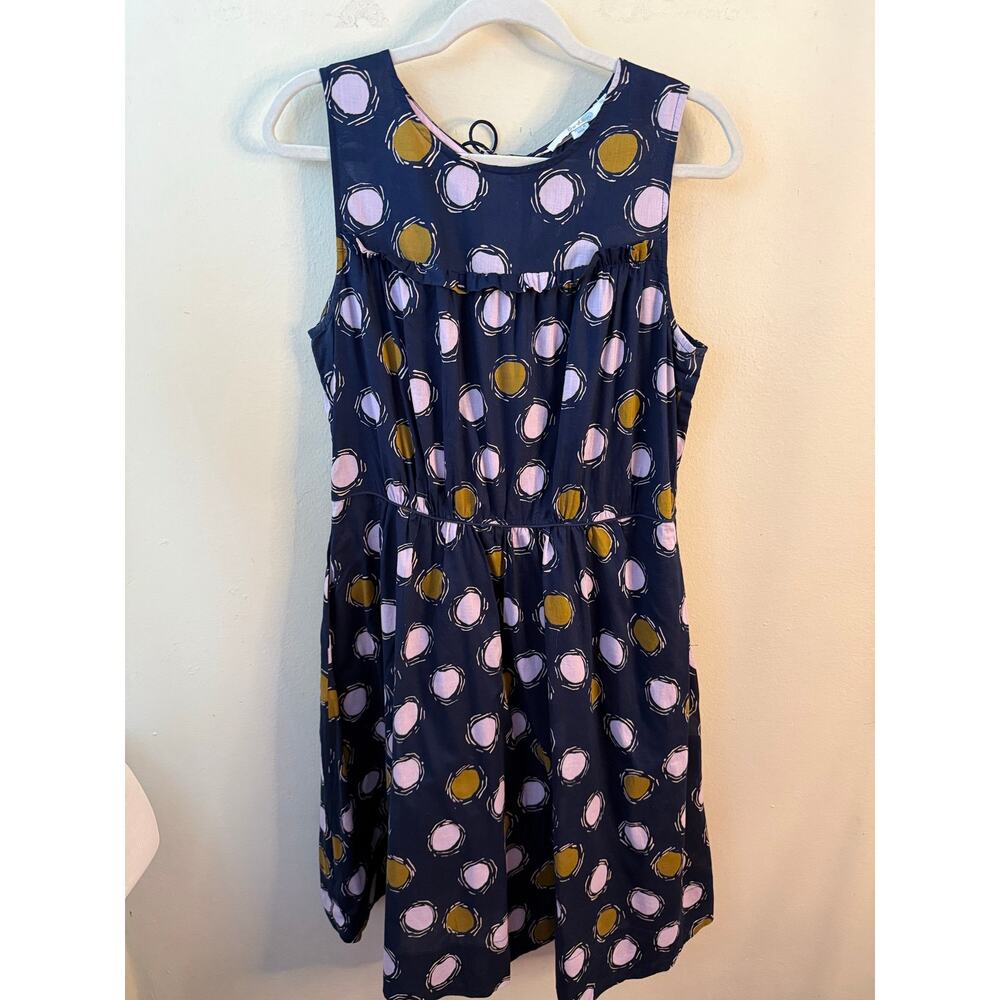 Boden Sleeveless Pleated Dot Print Midi Fit And Flare Dress Size 12R